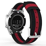 Gear S3 Watch Band, MoKo Fine Woven Nylon Adjustable Replacement Band Sport Strap for Samsung Gear S3 Frontier / S3 Classic / Moto 360 2nd Gen 46mm Smart Watch, Black & Red
