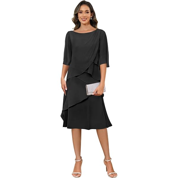 Amazon.com: S.L. Fashions Women's Tiered Chiffon Cocktail Party Dress with  Attached Cape & Beaded Shoulders (Petite and Regular Sizes) : Clothing,  Shoes & Jewelry