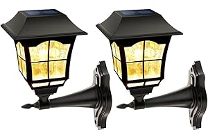 MAGGIFT 2 Pack Solar Wall Lantern Outdoor, Exterior Waterproof 15 Lumens Solar Sconce Light Fixture with Wall Mount Kit for Front Door Fence Garden Decor