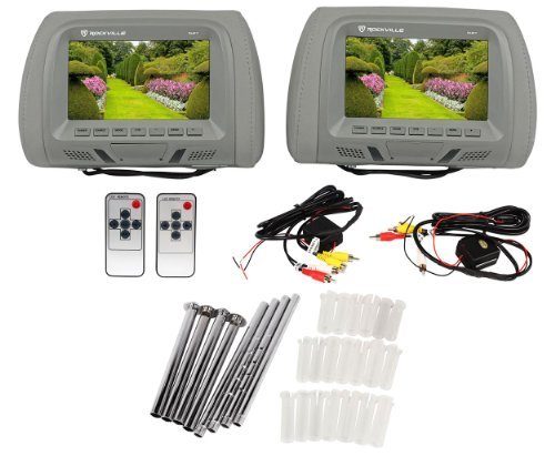 Pair rockville rhp7-bk 7" black tft-lcd car headre…