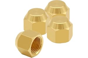 Uenede 4PCS Brass 3/8 Flare Female Cap, 3/8" Tube OD SAE 45 Degree Plug Gas Adapter Pipe Fitting