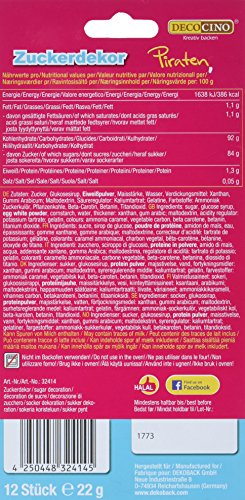 DECOCINO Cake Decor, Piraten Zucker-Dekor – 12 Stück – essbares Dekor, zum Verzieren von Cupcakes, Kuchen & Torten… – Bild 3
