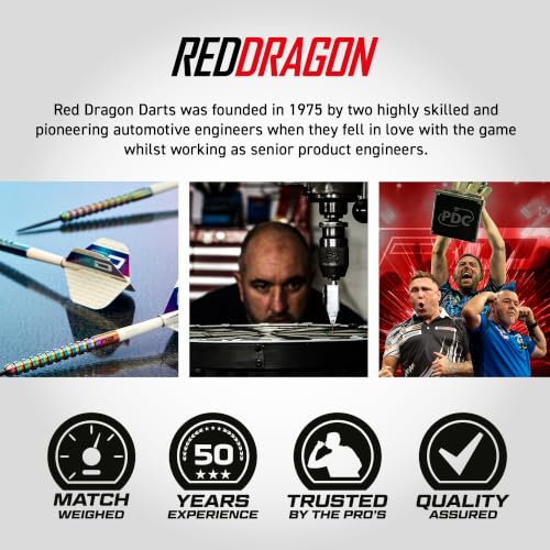 RED DRAGON Javelin Spectron - Premium Tungsten Steeltip Darts Set with Dart Flights and Dart Shafts (Stems) - Available in 20g, 22g, 24g, 26g