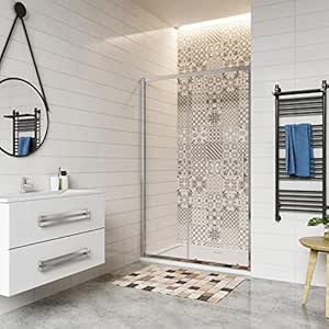 Mampara de Ducha Puerta Corredera vidrio 5mm templado transparente 110x185cm