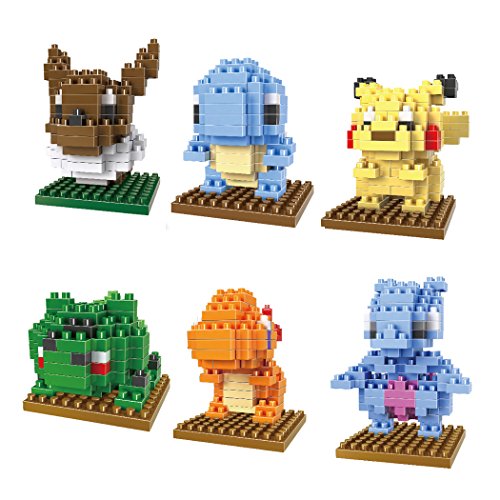 6 Boxes Diamond Block Pokemon Miniature Building Blocks Parent-child Games Children's Educational Toys Pikachu Squirtle Bulbasaur Charizard Ect