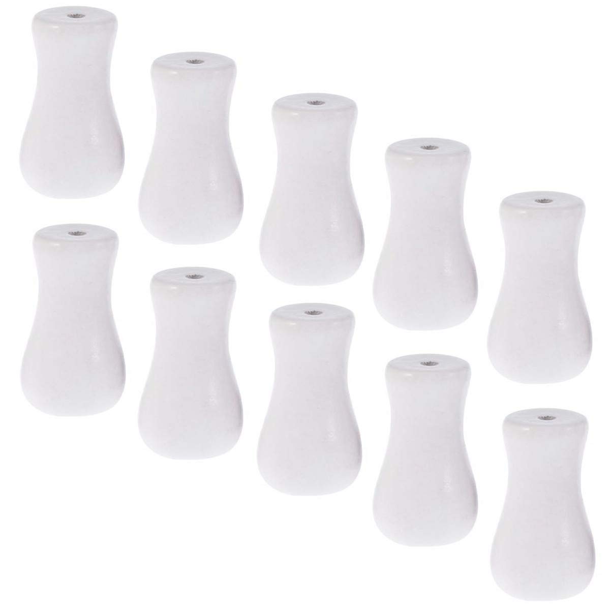 Cutelec 10pcs Real Wood Cord Tassels White Tassels for Window Blinds Brown Cord Knobs Wooden Hanging Ball Pulls for Curtain Craft