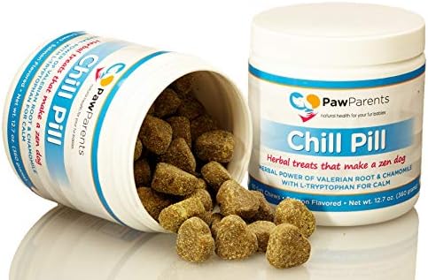 Dog Calming Treats | Relaxing Dog Treats for Anxiety, Chewing, Fireworks, Car Rides, Thunder, Barking | Dog Calming Aid w/ Organic Chamomile, Valerian Root, L Tryptophan | 90 Chews