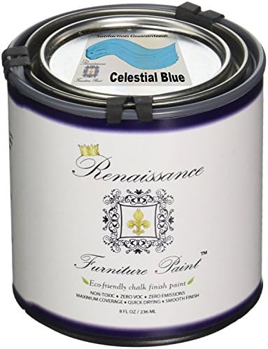 Renaissance Chalk Finish Paint - Celestial Blue - 1/2 Pint (8oz) - Chalk Furniture &amp; Cabinet Paint - Non Toxic, Eco-Friendly, Superior Coverage