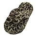 Anti-slip Indoor House Flip Flop Slippers, Home Slipper Womens Flurry Plush Anti-slip Slip-On Thong Shoes,Brown Leopard Fringes US 7/8