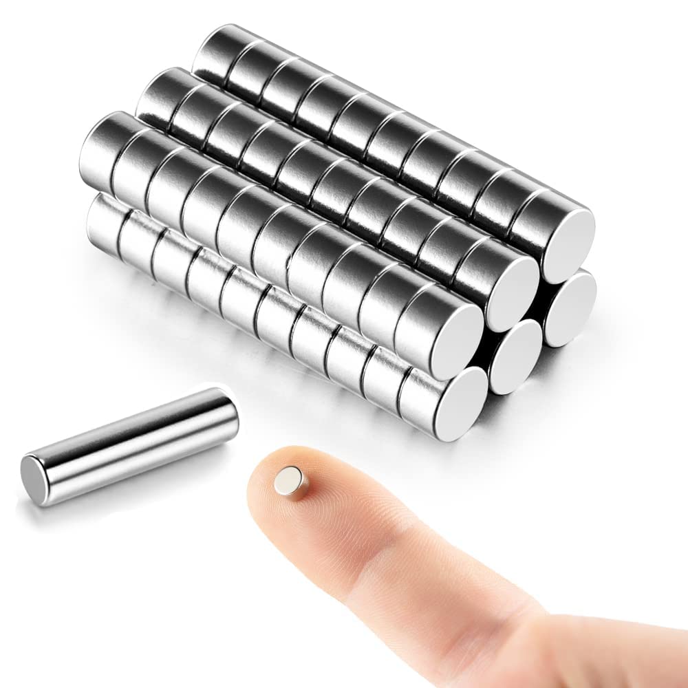 60pcs 5x3mm Small Magnets for Crafts - MEALOS Mini Tiny Little Micro Button Magnets - Round Fridge Magnets Also for Miniatures, Model Making, Crafts and 3D Printed Projects