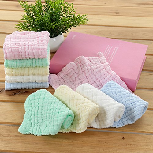 Hosaire Baby Muslin Washcloths Bath Towels- Super Water Absorbent Cotton Baby Wipes Face Towel for the Newborn, Care for babys Sensitive Skin, Perfect for Shower Gift Pink - Thumbnail 4