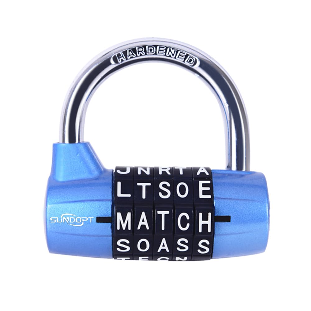 Photo 1 of Gym Locker Lock,5 Letter Word Lock,5 Digit Combination Lock,Safety Padlock for School Gym Locker,Sports Locker,Fence,Toolbox,Case,Hasp Storage (Blue)