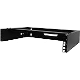 StarTech 2U 19" Wall-Mount Network Rack, 14", 77 lb (RACK-2U-14-BRACKET) | Low-profile shallow rack, M6 screws and cage nuts, Fits gear up to 12in deep, Rear cable slot, Steel