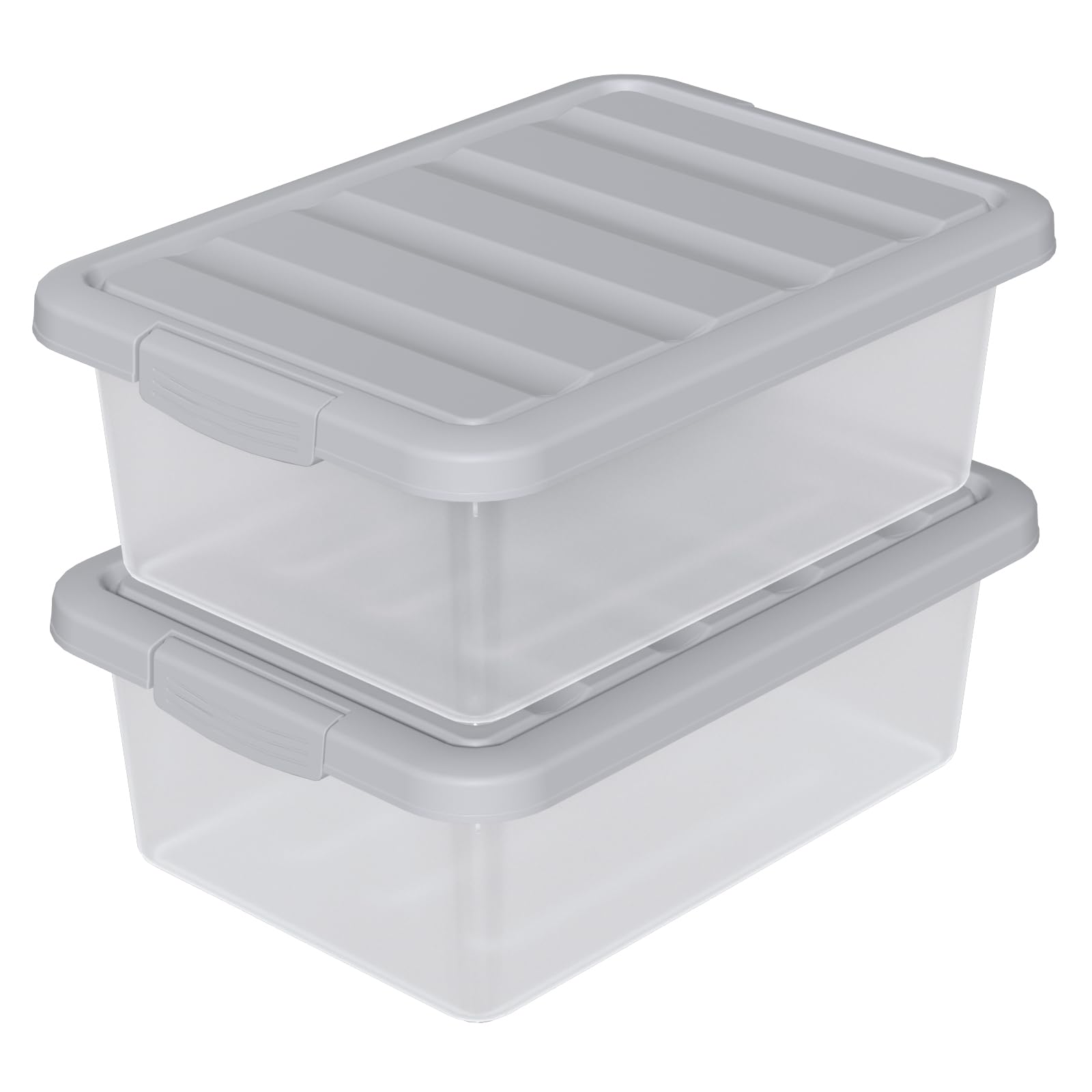 Photo 1 of Yesdate Clear Storage Bin with Lid, Plastic Stackable Container Organizer, Medium-14 Quart, Grey, 2 Pack