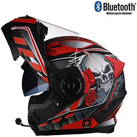 MTTKTTBD Modular Motorcycle Helmet Bluetooth,Full Face Flip Up Motorbike Helmet with Antifogging Dual Visors,Motocross Helmet with Integrated Intercom Communication Sytem,ECE Approved