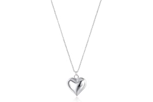 SLUYNZ 925 Sterling Silver Chunky Love Heart Choker Necklace for Women Teens Simple Love Heart Pendant Necklace