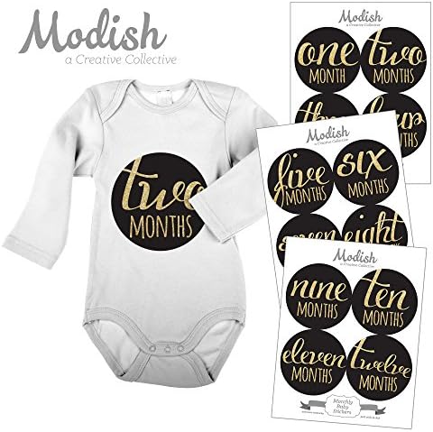 Monthly Baby Stickers, Black Gold, Baby Book Keepsake, Photo Prop