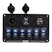 WUPP Boat Switch Panel, Waterproof Marine Electrical Panel 6 Gang Automotive Toggle Switches with Digital Voltmeter Dual USB Power Charger 12V Cigarette Lighter Socket for Car Boat Truck Jeep primary