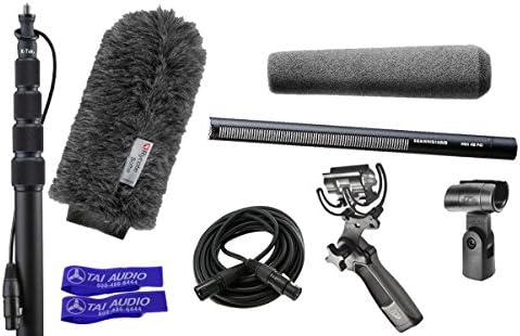 Sennheiser MKH416 P48 Shotgun Microphone Bundle With K-Tek KE110CC Boompole, Rycote Softie, Rycote Lyre Pistol Grip Shock Mount, 6' XLR Cable & 2 Cable Straps