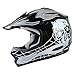 TCT-MOTORPARTS DOT Youth Kids Helmet Motocross ATV Helmets Offroad Street Dirt Bike Go-Kart BMX MX Full Face Helmet Black Skull Medium Size