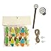 Zhi Jin 10pcs/Set Cute Wooden Clip Pegs Clothespins for Photo Album Postcard Note Paper Decor Clamp with Rope and 2Pcs Non-Trace Hooks, Cactus