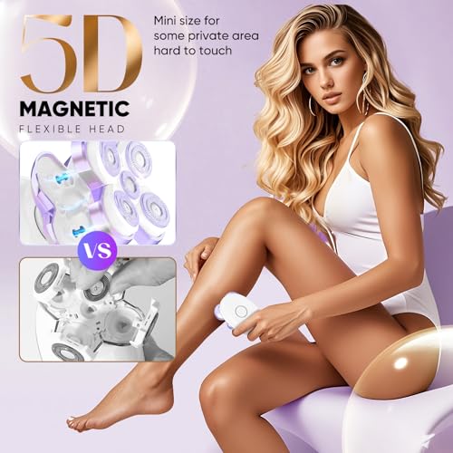 Electric Razors for Women - Upgraded Magnetic Electric Shaver for Women, Cordless Painless Hair Remover for Legs Bikini Face, Lady Trimmer for Sensitive Skin, Detachable and Waterproof, Purple