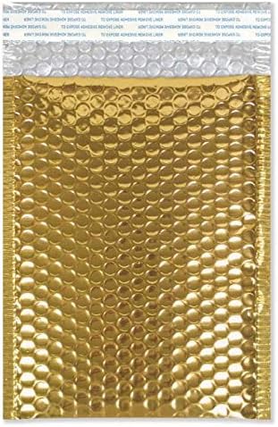 Drax Mailers Metallic Bubble Mailers - 12 Pack Gold #2 8" x 12" Inch Foil Padded Envelopes –Moist and Tear Resistant - Self-Seal Adhesive Shipping Postal Bags – Ideal for Fragile Items