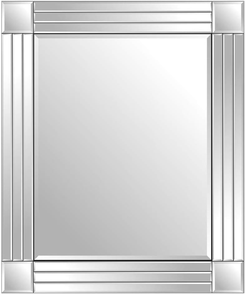 MirrorOutlet Silver Triple Bevelled Venetian Wall Mirror 2Ft3 X 1Ft11 (68cm X 58cm), 68 x 58,Frameless,YC082