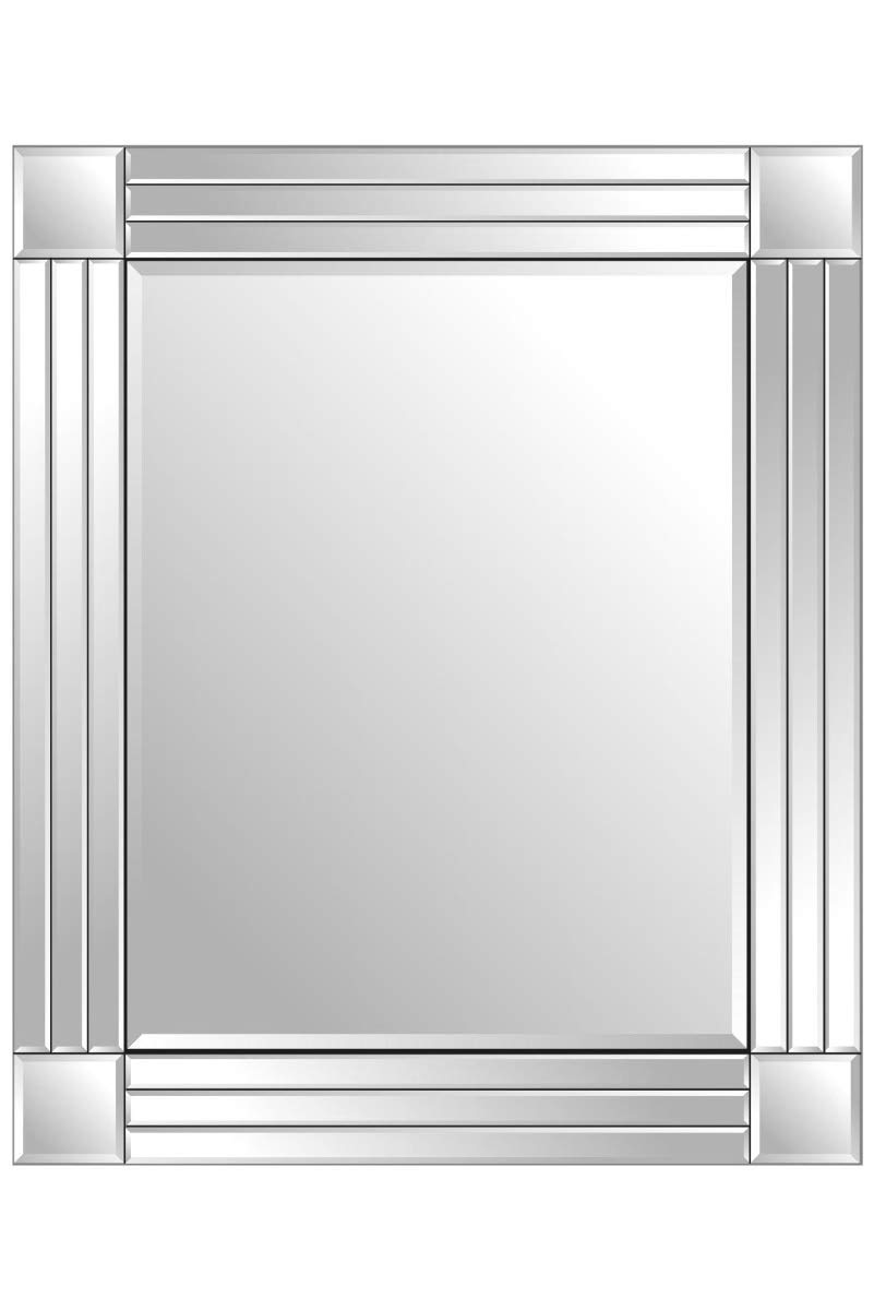 MirrorOutlet Silver Triple Bevelled Venetian Wall Mirror 2Ft3 X 1Ft11 (68cm X 58cm), 68 x 58,Frameless,YC082