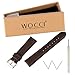 WOCCI 21mm Watch Band - Vintage Leather Watch Strap Dark Brown (Tone on Tone Stitching)