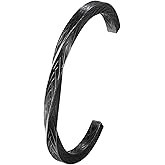 Rofusn Viking Cuff Bracelet for Men Women: Black Stainless Steel Norse Mythology Viking Celtic Knot Bangle Jewelry Gift for Halloween Christmas