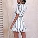 Hotkey Women’s Summer Striped Short Sleeve V Neck Swing Ruffle Mini Dress Casual Sundress Cocktail Boho Dress Bluethumb 1