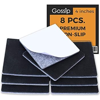 GOSSIP Non-Slip Furniture Grippers - 8 Pcs x 4 inches Square Premium Self Stick Rubber Pads for Furniture Legs, Rubber Stoppers for Couch, Sofa, Non Skid Furniture Pads