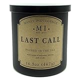 Manly Indulgence Last Call Scented Glass Candle Matt Black Glass Jar Single Wick 16.5 Ounces