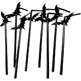 Amosfun 50 Sets Bat Straws Plastic Straws for Drinking Halloween Party Supplies