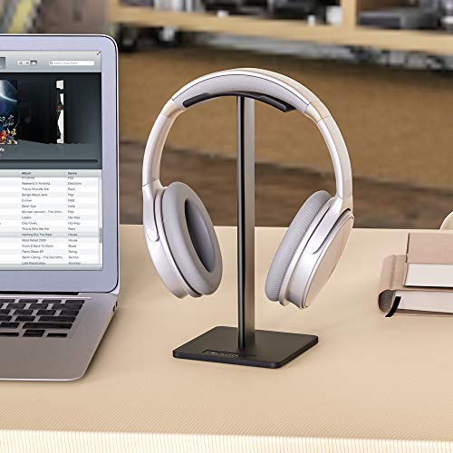 [2 Pack] Headphone Stand New Bee Headset Stand Earphone Stand with Aluminum Supporting Bar Flexible Headrest ABS Solid Base for All Headphones Size