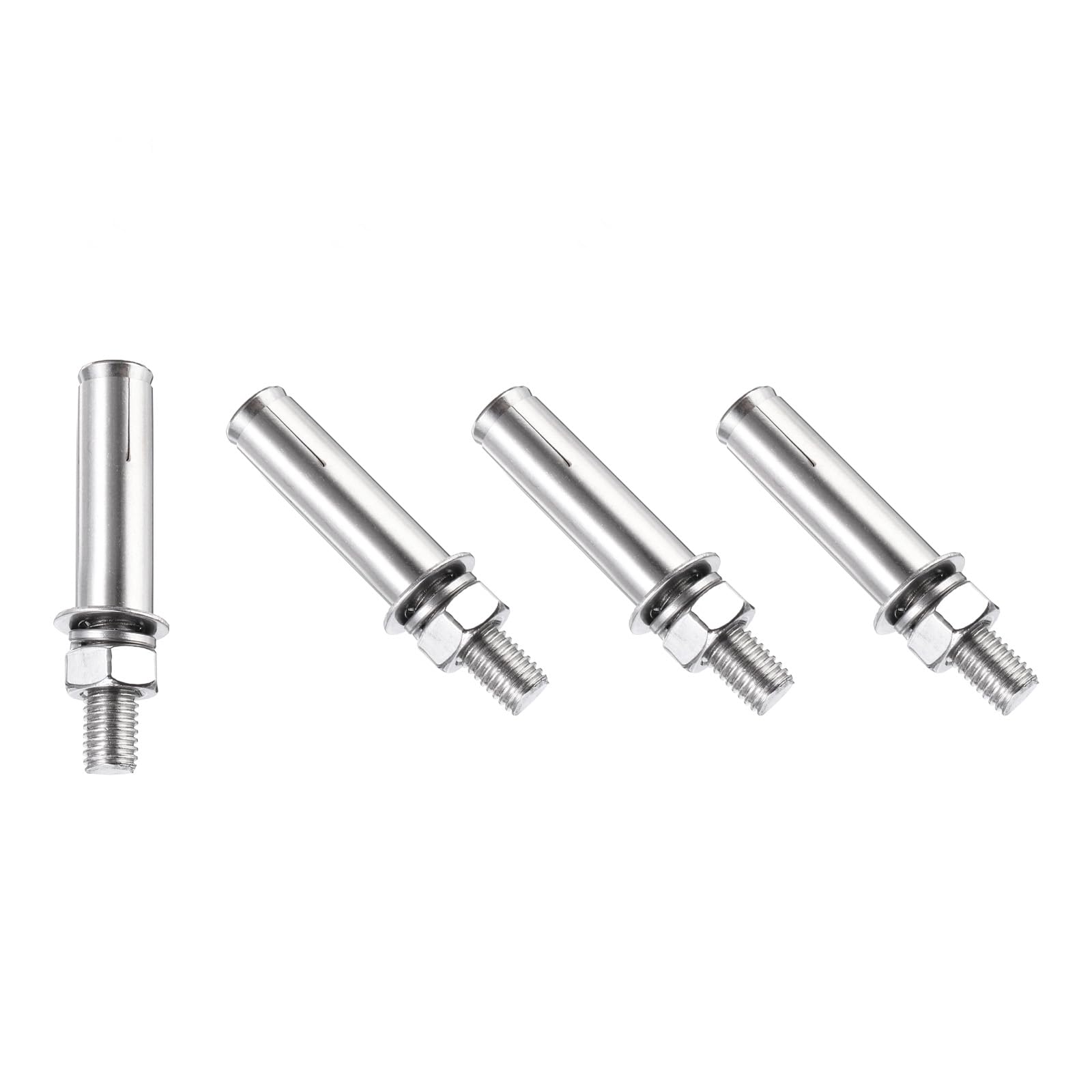 PATIKIL M10 x 70mm Expansion Bolts, 4Pcs 304 Stainless Steel Expansion Screw Bolts Sleeve Anchoring Fastener for Wall Concrete Brick Wall Drywall Air Conditioner, Silver