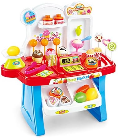 34 piece Supermarket shopping play set,Ice Cream sets role playing supermarket toys play house