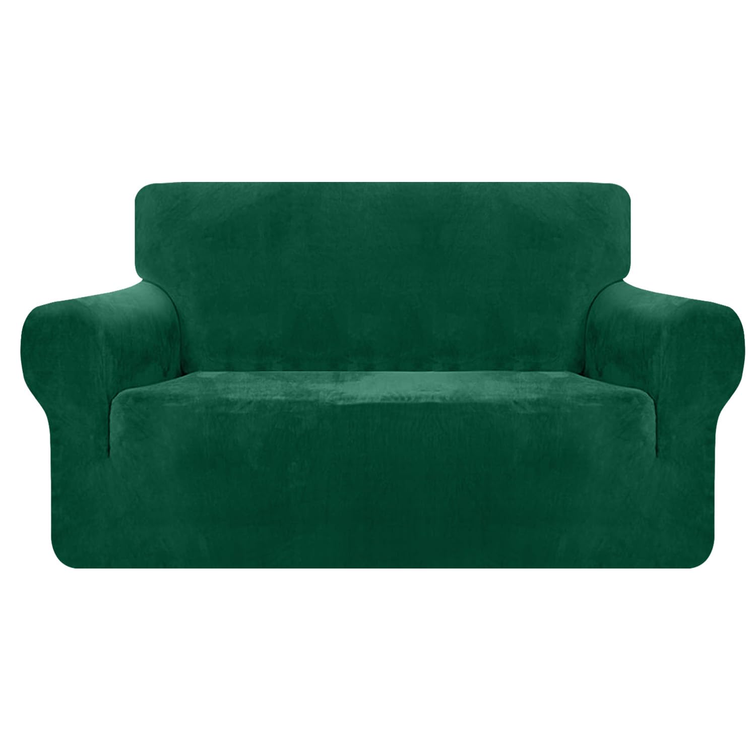 Granbest Luxury Thick Velvet Sofa Cover 2 Seater High Stretch Couch Cover Ski-friendly 4 Seasons Universal Sofa Protector for Pets and Kids (2 Seater, Green)