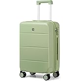 Hanke 24 Inch Checked Luggage with Spinner Wheels Hard Shell Suitcases Lightweight Travel TSA Luggage for Women Men Medium Suitcase(Bamboo Green)