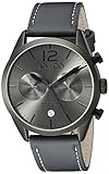 SO&CO New York Men's 5028.1 Monticello Date GMT Quartz Grey Leather Strap Watch