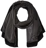 Calvin Klein Women's Velvet Border Burnout Scarf, Black, One Size