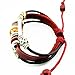 More Fun Flower Murano Beads Multilayer Red Leather Metal Tube Rope Wrap Bracelet (Orange)