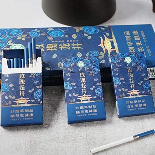 Fruit Flavored Tea Tobacco Fruit Cigarettes Rose Cherry Blueberry Strawberry Grape Peach Fruit Tea Herbal Cigarettes Tobacco Alternatives Free Nicotine Free Cigarette (Blue Rose,1 Pack) in Dubai - UAE