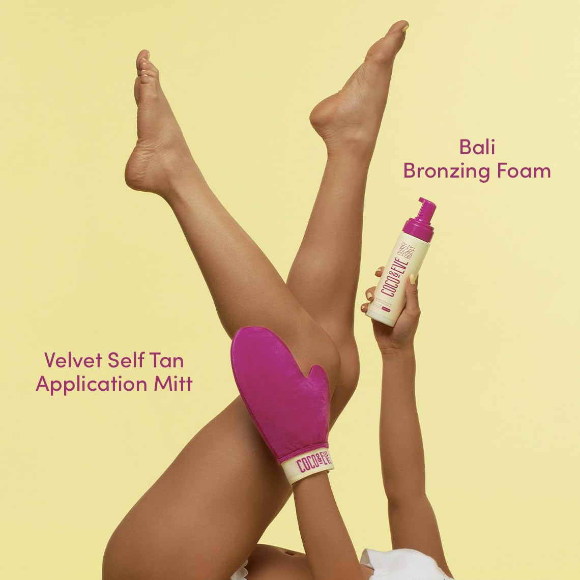 Coco & Eve Self Tanner Mousse Kit - (Medium) All Natural Sunless Instant Self Tanning Lotion with Bronzer & Mitt Applicator | Sunny Honey Bali Bronzing Kit