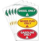 Diesel Only/Mixed Fuel Only/Gasoline Only Stickers,Self Adhesive Oval Waterproof Oil Standards Decal Stickers,4X2 Inch,36 Pcs Per Pack.