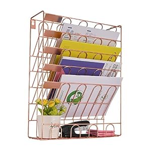 Spacrea Hanging File Holder Organizer – 6 Tier Wall Mount File Organizer for Women, Hanging Wall File for Office, School…