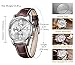 SONGDU Mens Fashion Business Casual Multifunction Chronograph Quartz Wrist Watch Leather Band – Brown