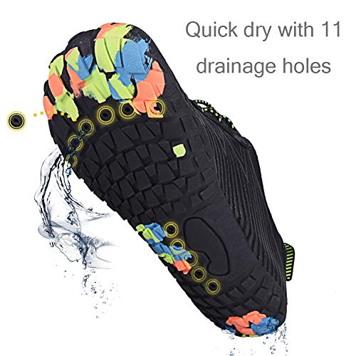 Water Shoes Barefoot Quick-Dry Aqua Yoga Socks Slip-on for Men Women Black 9 M US Women/8 M US Men