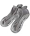 Pilates Yoga Grip Socks for Women - 2 Pairs Non Slip Barre Exercise - (Blue & Grey) Fit 7-9 Shoe Size